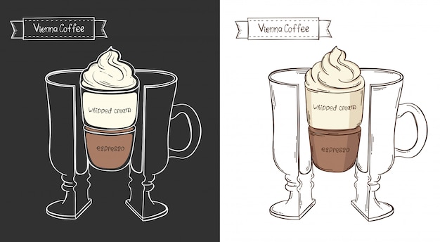  cup of Vienna coffee. Info graphic cup in a cut