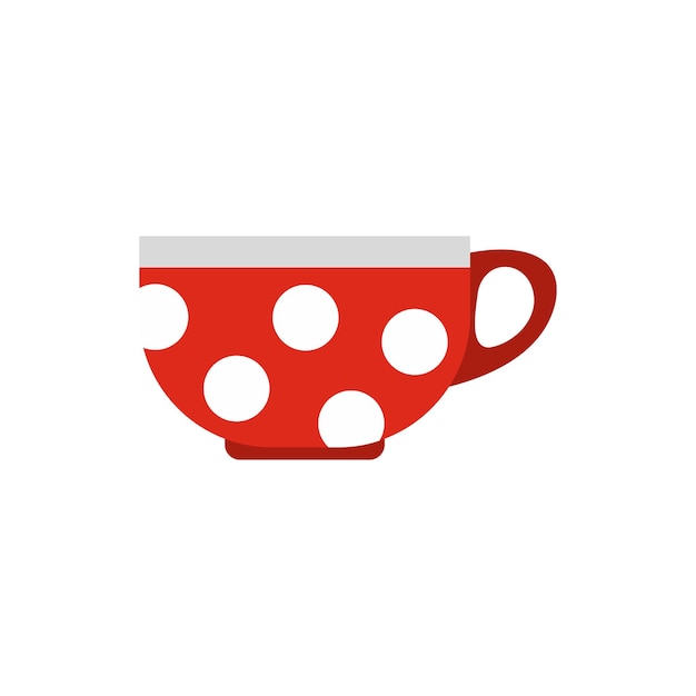 Cup with polka dots icon in flat style isolated on white background