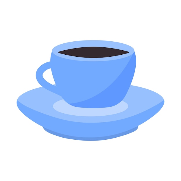 Cup with saucer in flat design style Vector illustration