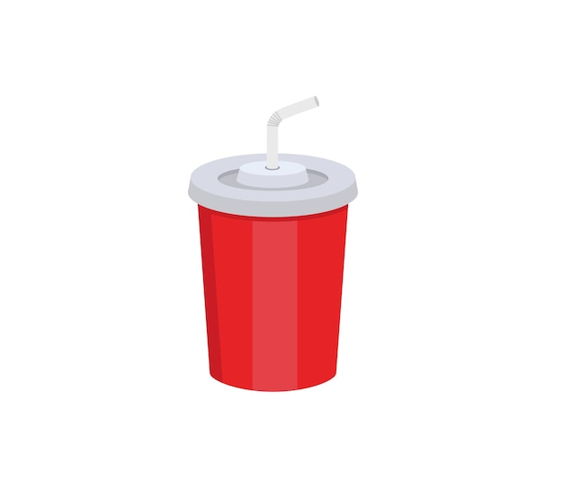 Vector cup with straw vector isolated icon. emoji illustration. soda pop vector emoticon