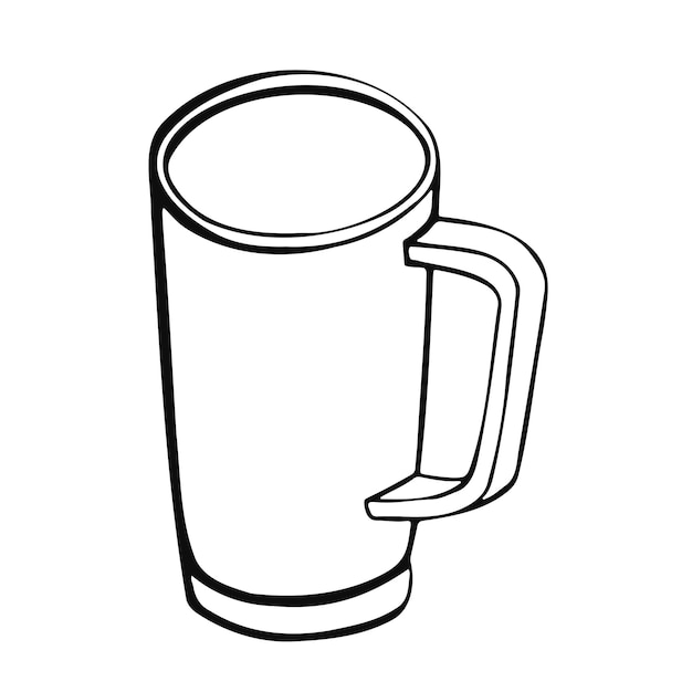 Tazza con tè o caffè vista laterale disegnata a mano vectorxa illustrazione design piatto in stile cartone animato