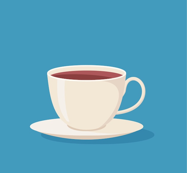 Cup with tea Vector illustration isolated on blue backgroundCute design for t shirt print