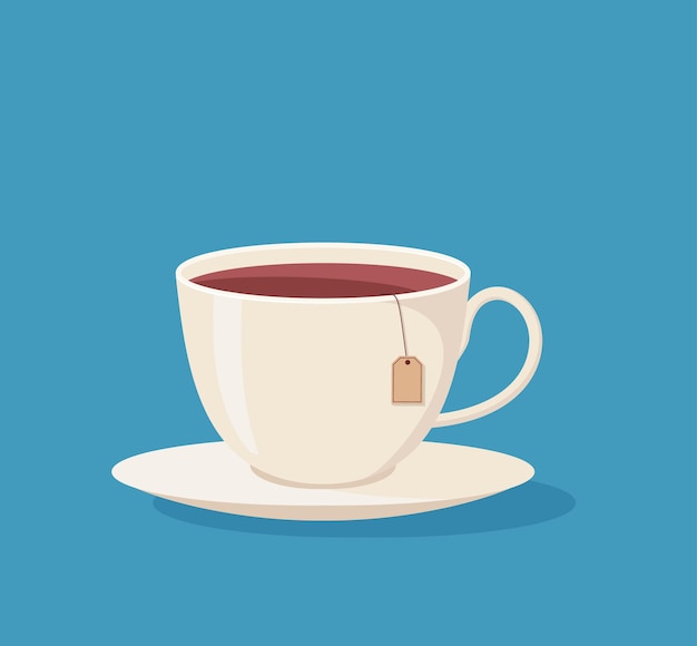 Cup with tea Vector illustration isolated on blue backgroundCute design for t shirt print