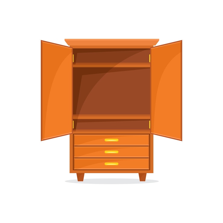 Vector cupboard icon in flat style wardrobe storage vector illustration on isolated background drawer cabinet sign business concept