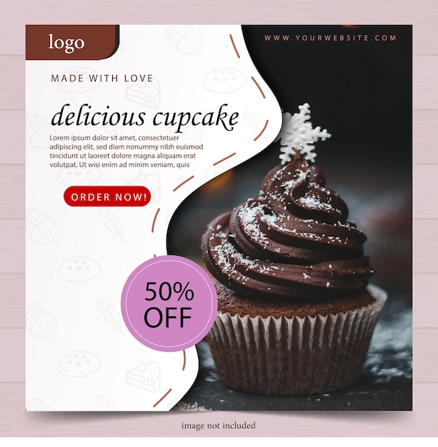 cupcake banner- post for social media-Chocolate- template