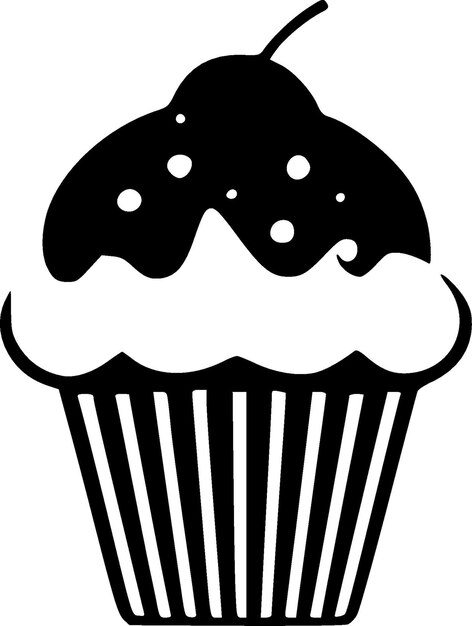 Vector cupcake black and white isolated icon vector illustration