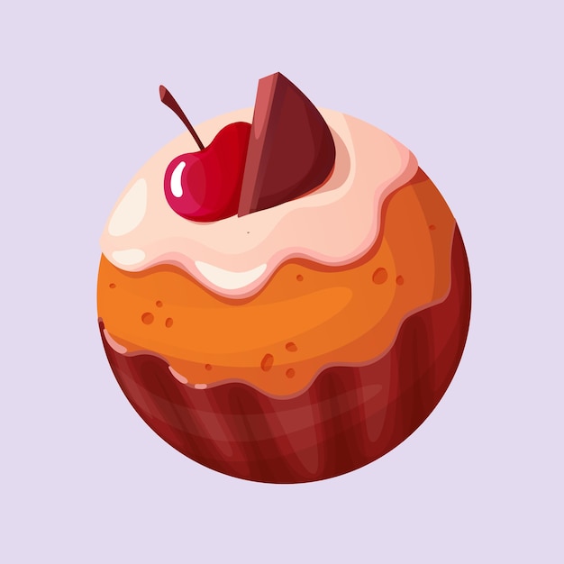 Cupcake cake of round shape in cartoon style game interface