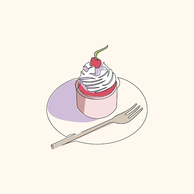 ベクトル カップケーキ・カリスマ ワンライン・カップケーキ・アートで デザインに甘さを吹き込む