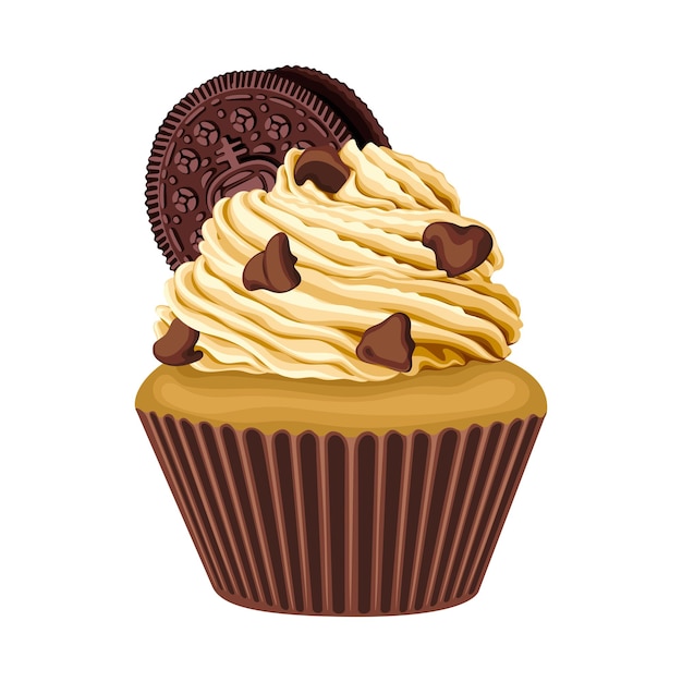 Cupcake Chocolate Cream Sweet Cake Dessert Vector Illustration