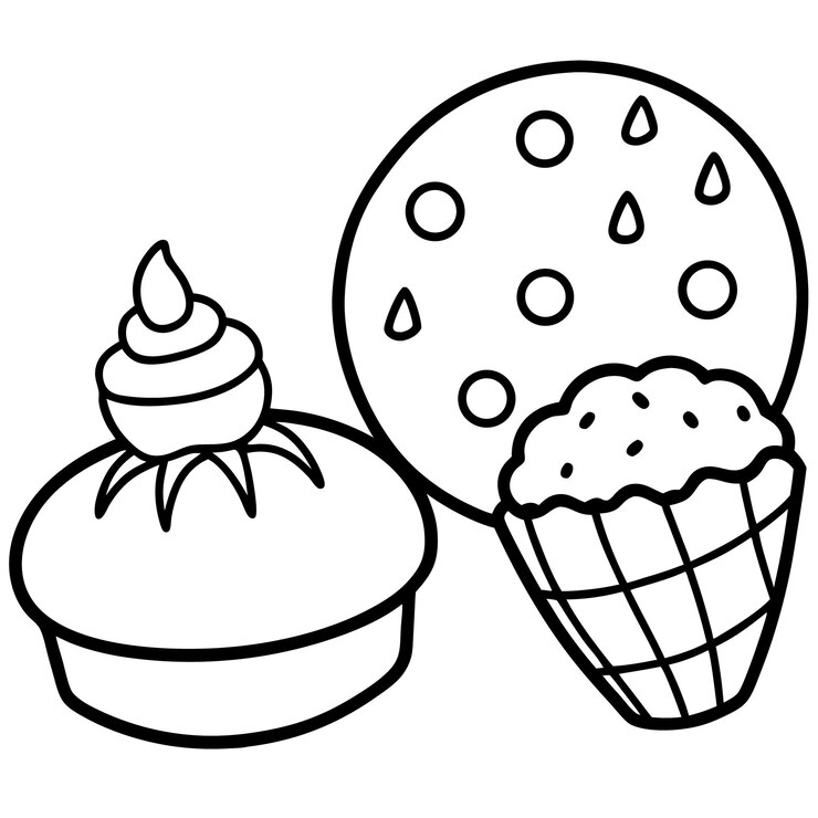 वेक्टर cupcake cookie and ice cream cone illustration