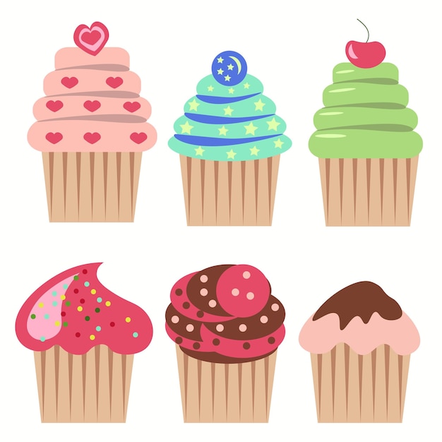 Vector cupcake of different colors vector