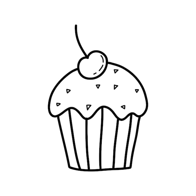 Cupcake doodle tekening. Pictogram geschikt voor logo, patroonontwerp. Vector illustratie