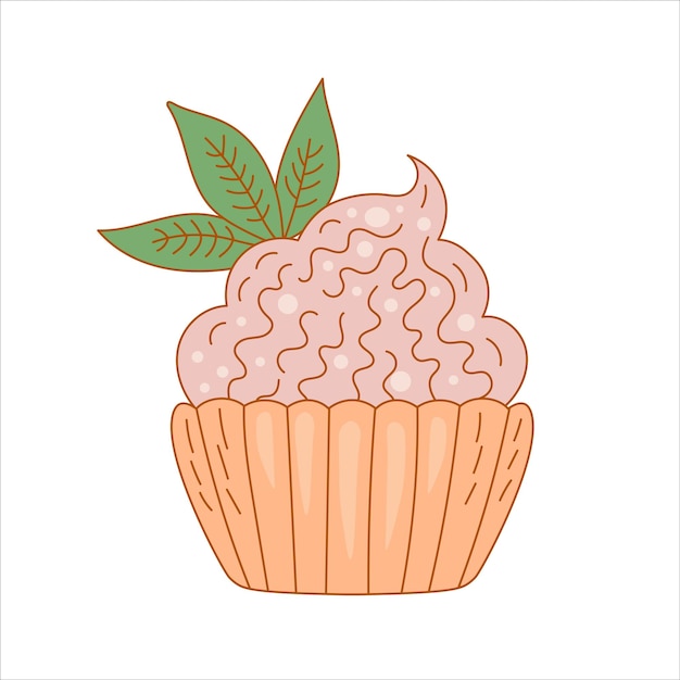 Cupcake doodle voedsel vectorillustratie