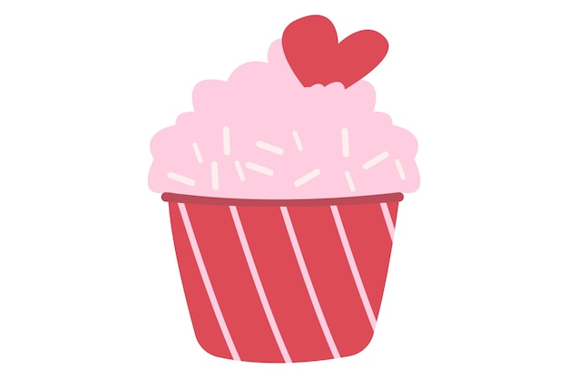 Vector cupcake hand drawn valentine day sticker