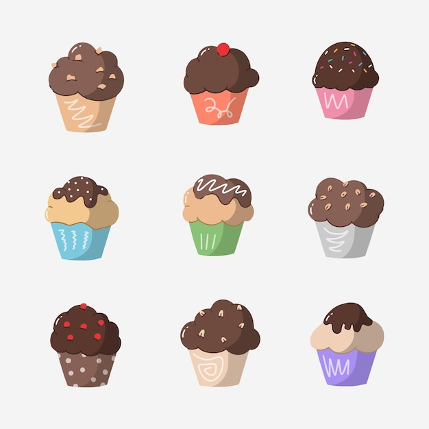 Illustrazione vettoriale disegnata a mano di cupcake