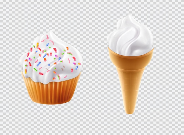 Vector cupcake ice cream cup isolated desert illustration