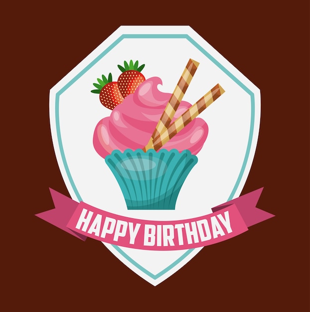 Vettore icona di cupcake. buon compleanno design grafica vettoriale