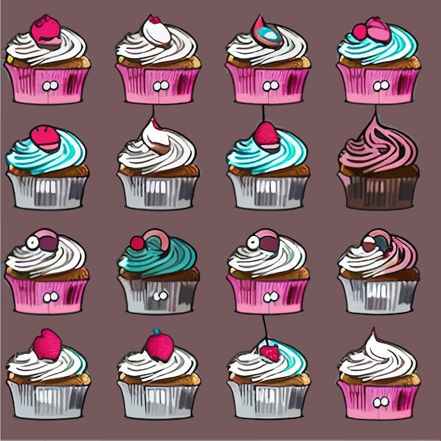 Cupcake icon version cupcake vector icon on colored background small cake designed to serve one