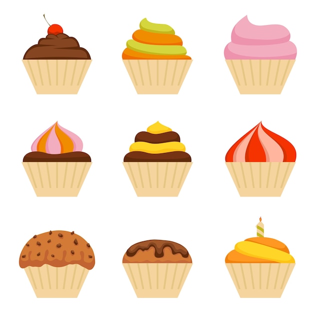 Vector cupcake icons