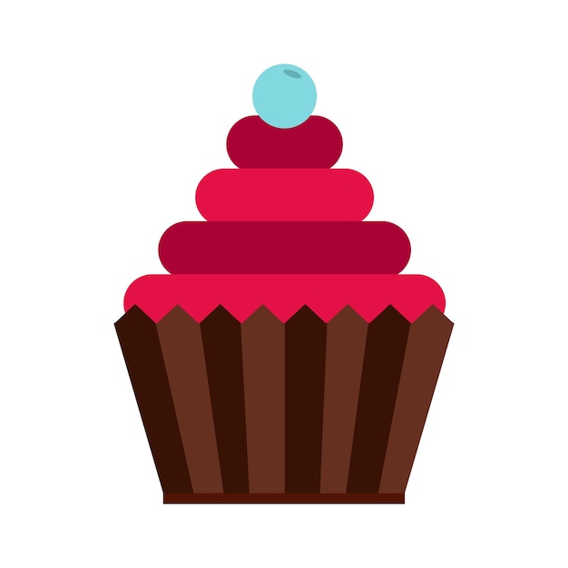 Cupcake icoon in platte stijl op een witte achtergrond
