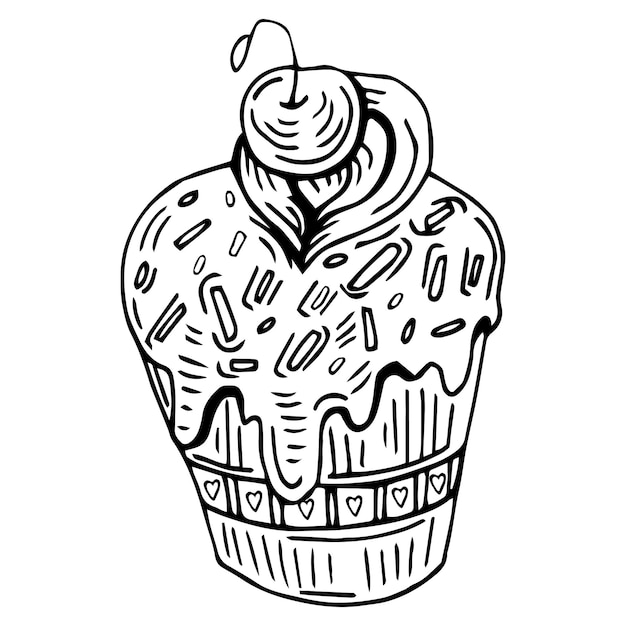 컵케이크. 커피 하우스나 카페 삽화.