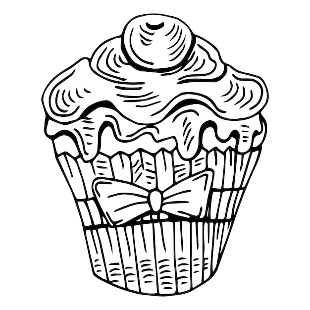 Vector cupcake. illustrations for coffee houses or cafes.