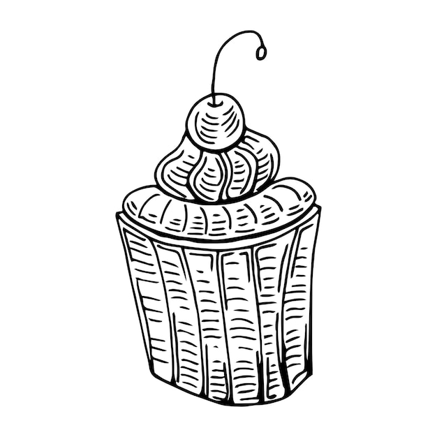 Cupcake. Illustrations for coffee houses or cafes.