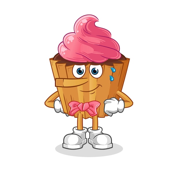 Cupcake lieg als Pinocchio karakter cartoon mascotte vector