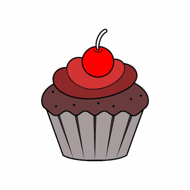 Vector a cupcake in line art vector