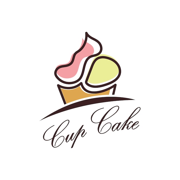 Modello di illustrazione vettoriale del disegno del logo cupcake vettore del negozio di cupcake storecaker