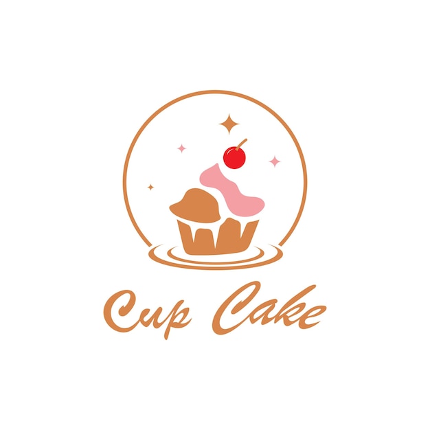 Modello di illustrazione vettoriale del disegno del logo cupcake vettore del negozio di cupcake storecaker