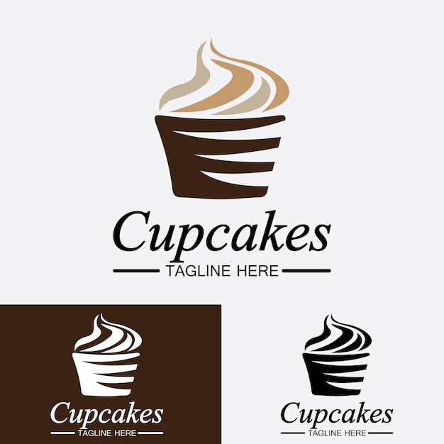 Modello vettoriale per la progettazione del logo del cupcake icona del panificio dei cupcakes