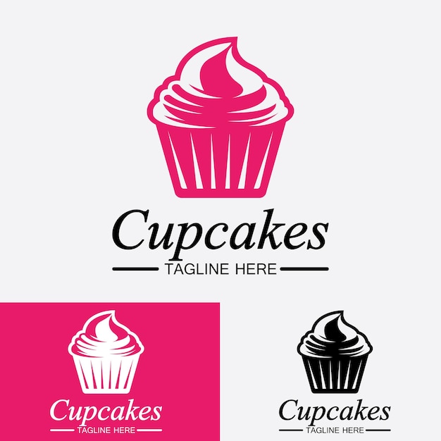Кекс логотип дизайн вектор шаблон кексы пекарня значок