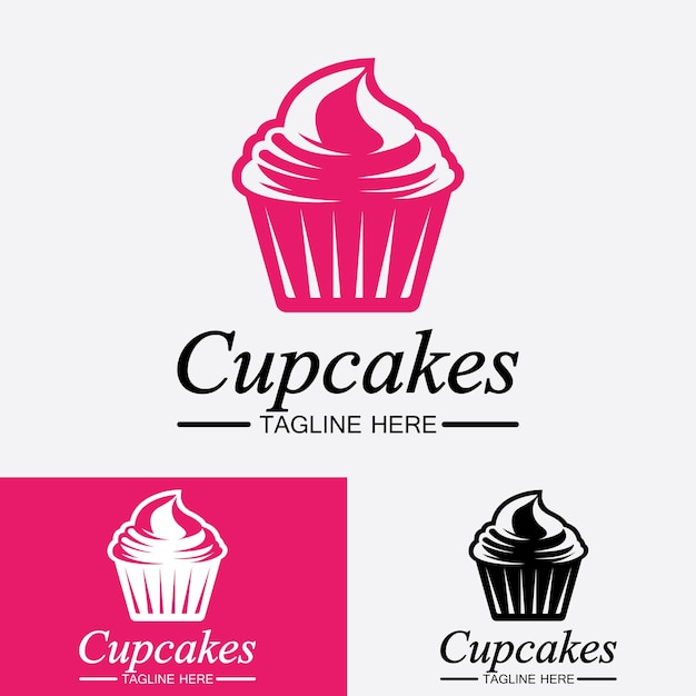 Cupcake logo design vector template cupcakes bakery icon