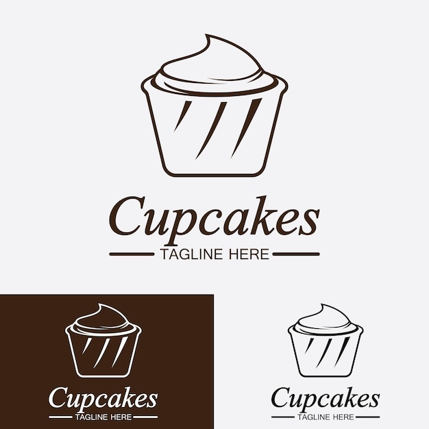Кекс логотип дизайн вектор шаблон кексы пекарня значок
