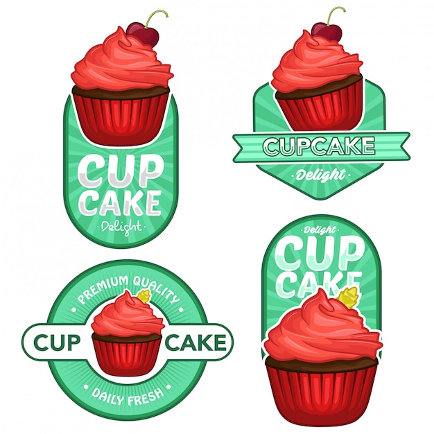 cupcake logo stock vector set