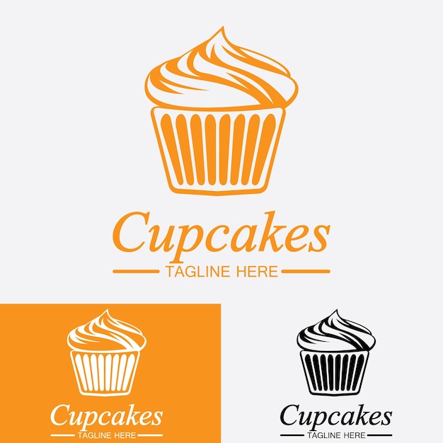 Cupcake logo vector ontwerpsjabloon cupcakes bakkerij pictogram