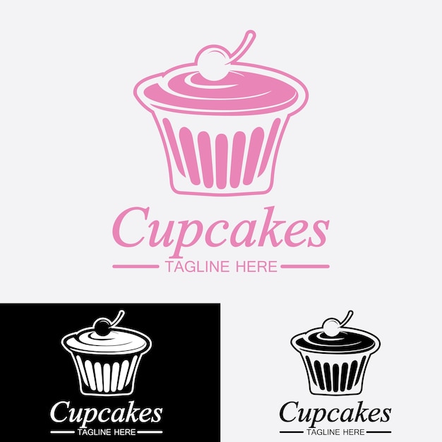 Cupcake logo vector ontwerpsjabloon cupcakes bakkerij pictogram