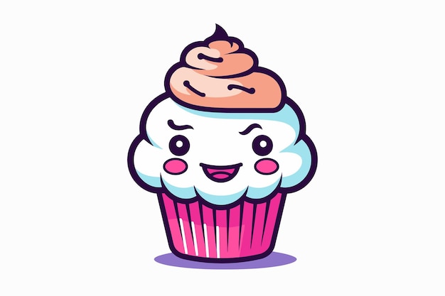 Cupcake Mascot Illustration Isolated on White Background