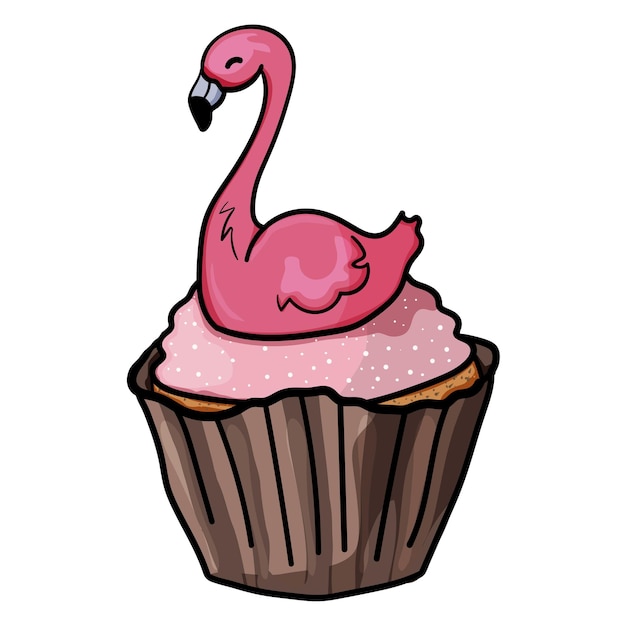 Cupcake met flamingo vogel