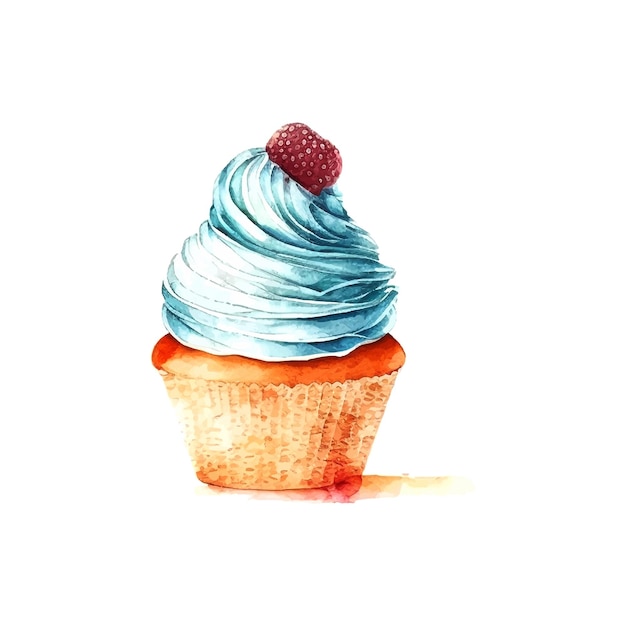 Cupcake met room aquarel illustratie ijs