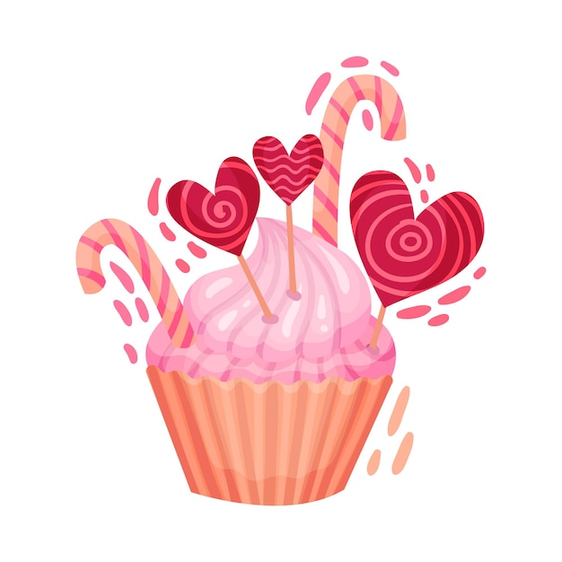 Cupcake met snoep als Valentine's Day Symbol Vector Illustratie