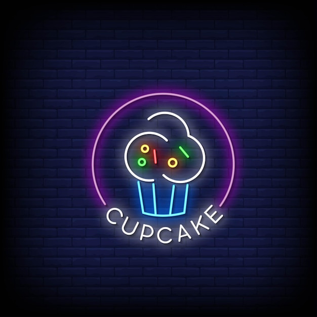 Cupcake insegne al neon in stile testo