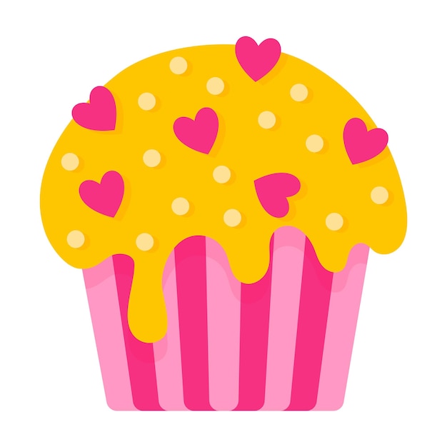 Cupcake of muffin met hartjes topping. bruiloft en valentijn dag concept.