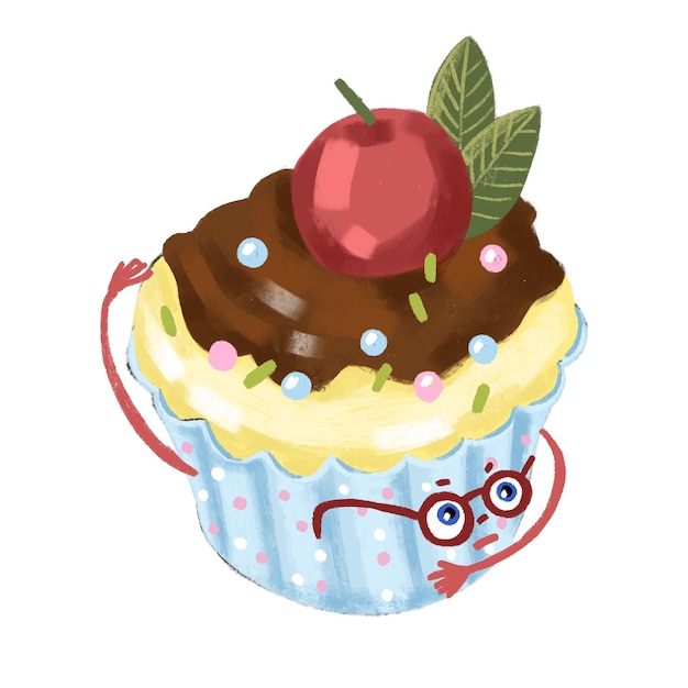 Cupcake op witte geïsoleerde achtergrond vectorillustratie