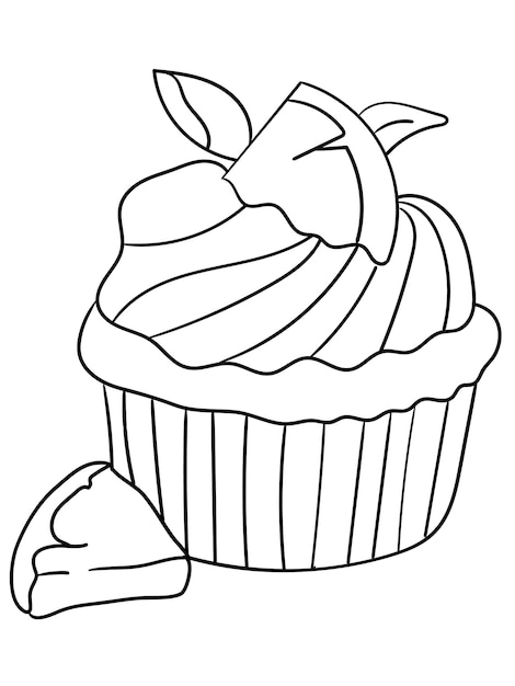 cupcake outline for coloring book