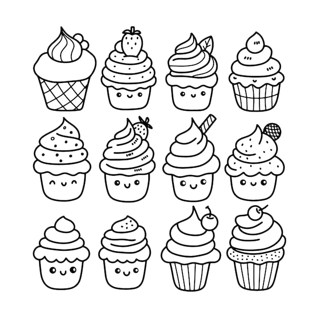 Cupcake outline coloring page