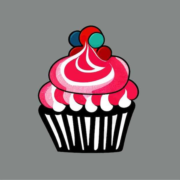 Vector cupcake pictogram versie cupcake vector pictogram op gekleurde achtergrond kleine taart ontworpen om één te dienen