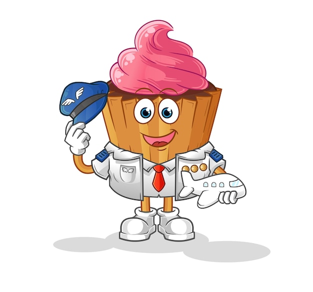 Vector cupcake pilot mascot cartoon vector