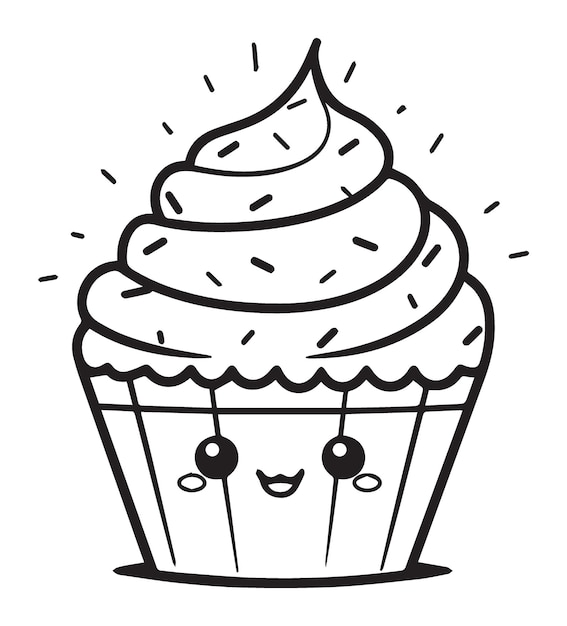 Cupcake plat geïllustreerde vector icoon set
